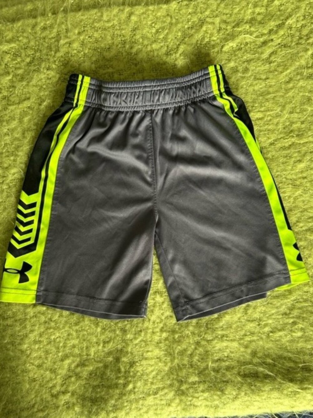 Under Armour Gray Shorts with Neon Yellow Side Panels